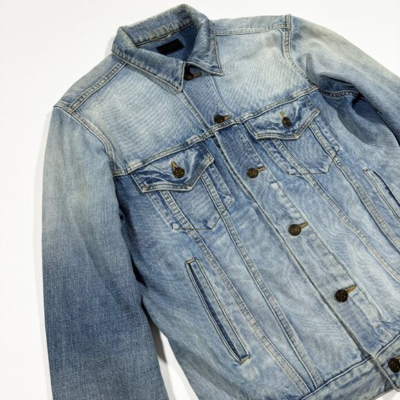 Saint Laurent Classic Denim Jacket Blue Distressed Size L - Picture 3 of 11